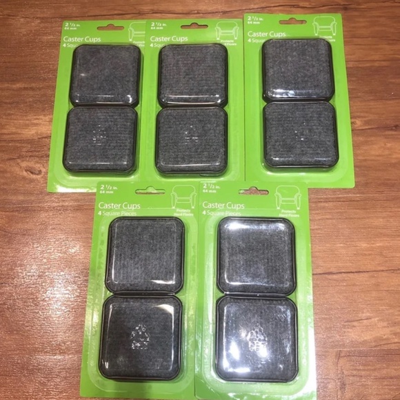 Lot Of 5 Waxman 4 Pieces 2-1/2" / SQUARE CARPET CASTER CUPS Protect Hard Floors - Picture 1 of 7